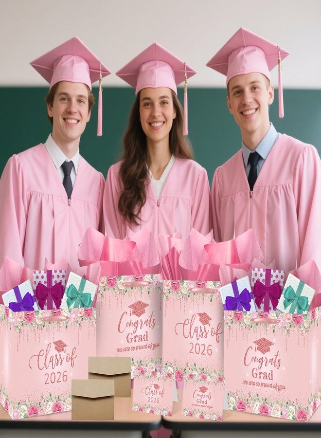 RTMISA 2026 Graduation Gift Bag with Tissue Paper and Card with Envolope Pink Grad Gift Wrapping Bag for Her, Women, Class of 2026 Graduation Party Decorations Supplies - Image 4